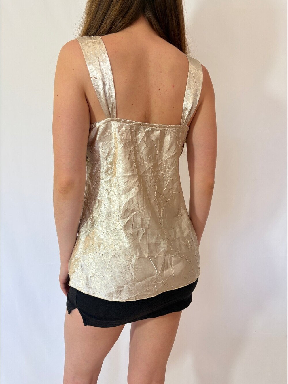 A Byer Silky Milkmaid Babydoll Shimmery Tank Top - Picture 9 of 9